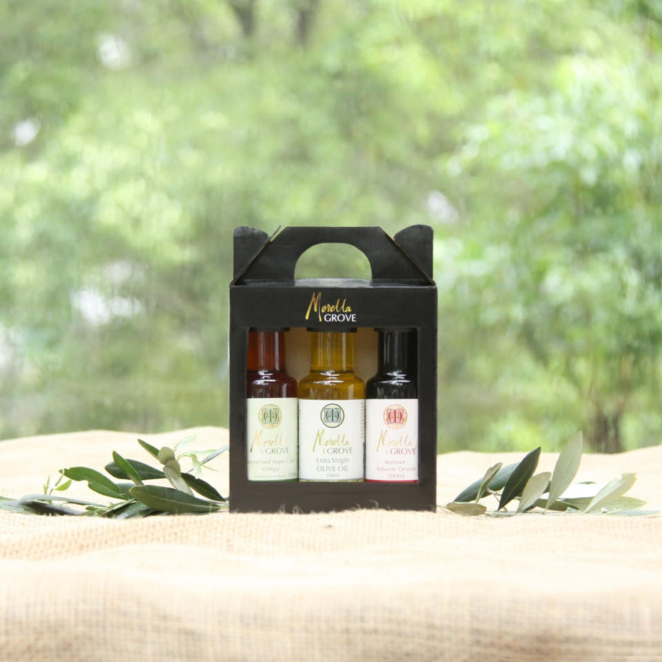 Morella Grove 100ml 3 pack extra virgin olive oil, beetroot balsamic drizzle and caramelised apple vinegar