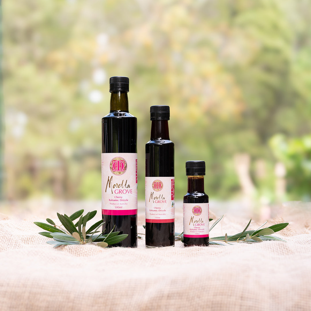 Morella Grove collection of cherry balsamic drizzle in different sizes from 100ml to 500ml