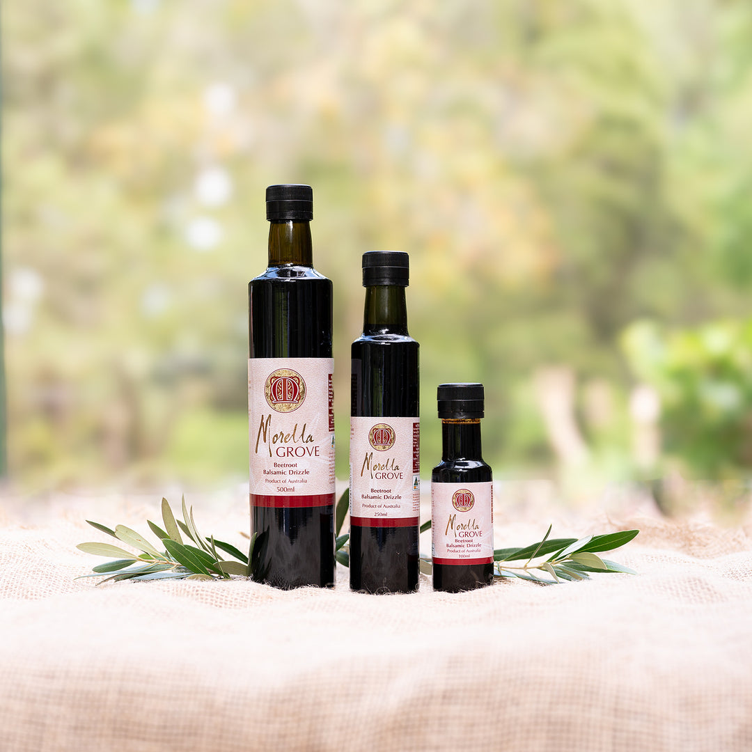 Morella Grove collection of beetroot balsamic drizzle in different sizes from 100ml to 500ml