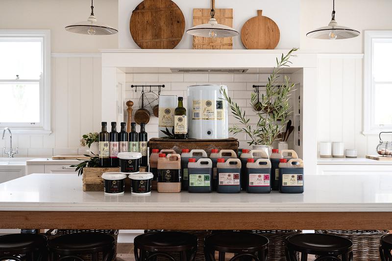 photo of the full collection of food service size products on a kitchen island worktop