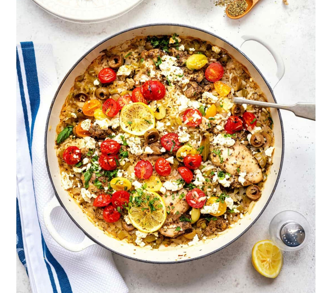 Chicken and cherry tomatoes with rice