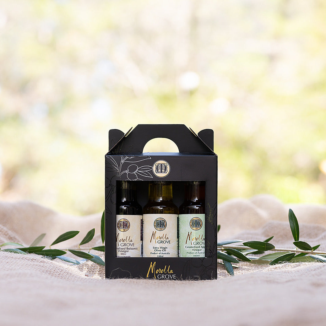 Caramelised Balsamic Vinegar + Extra Virgin Olive Oil + Caramelised Apple Vinegar - 100ml Gift Pack 3x100ml