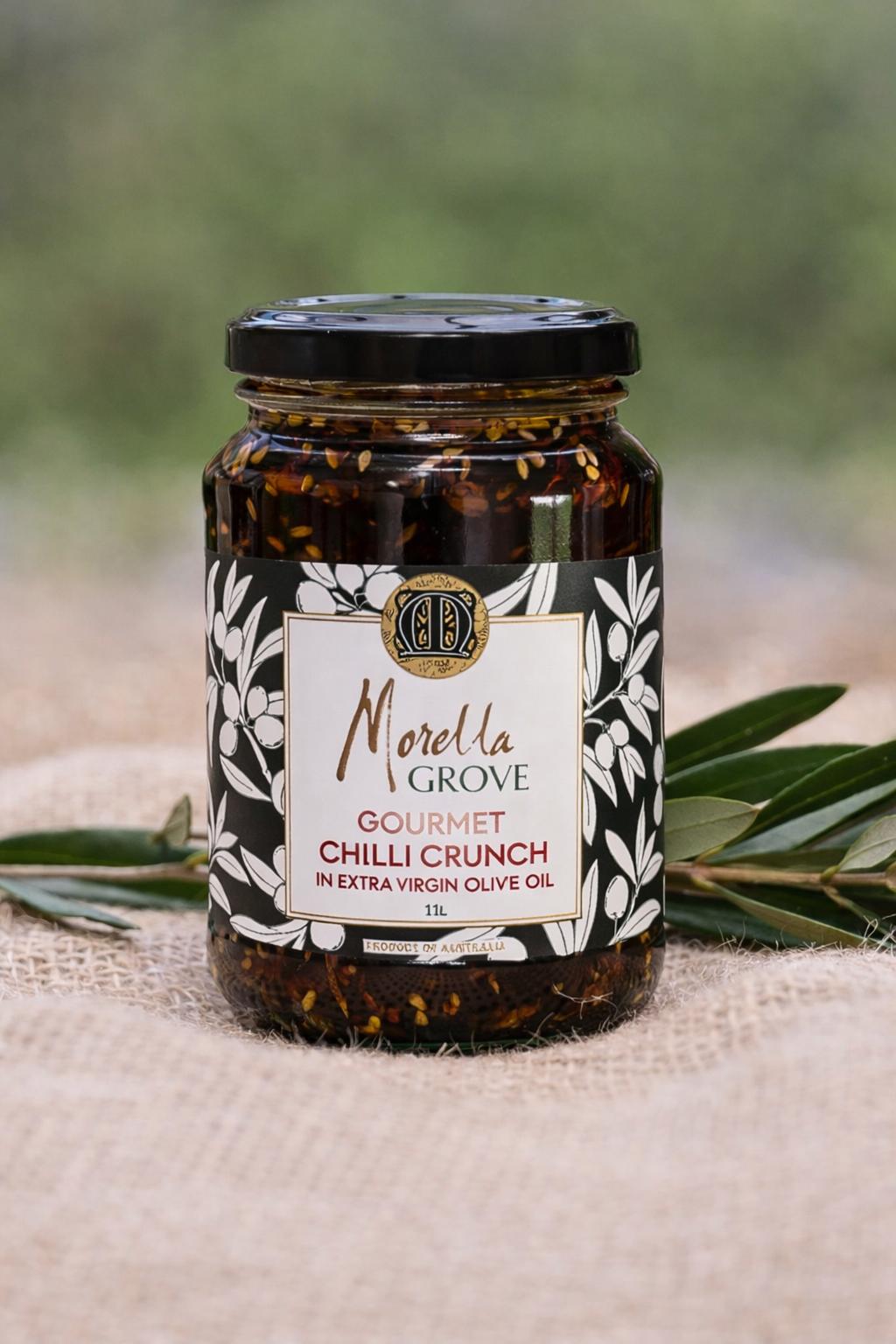 Gourmet Chilli Crunch in Morella Grove Extra Virgin Olive 250ml-1L