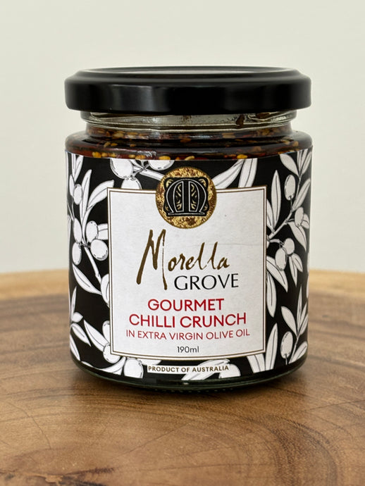 Gourmet chilli crunch in Morella Grove Extra Virgin Olive 190ml