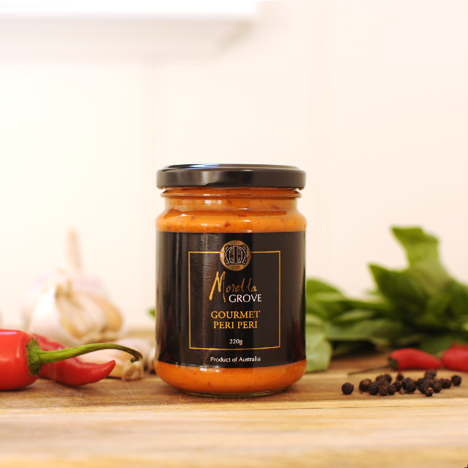 Morella Grove gourmet peri peri sauce jar